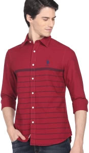 U.S. POLO ASSN.  Men Regular Fit Striped Cut Away Collar Casual Shirt