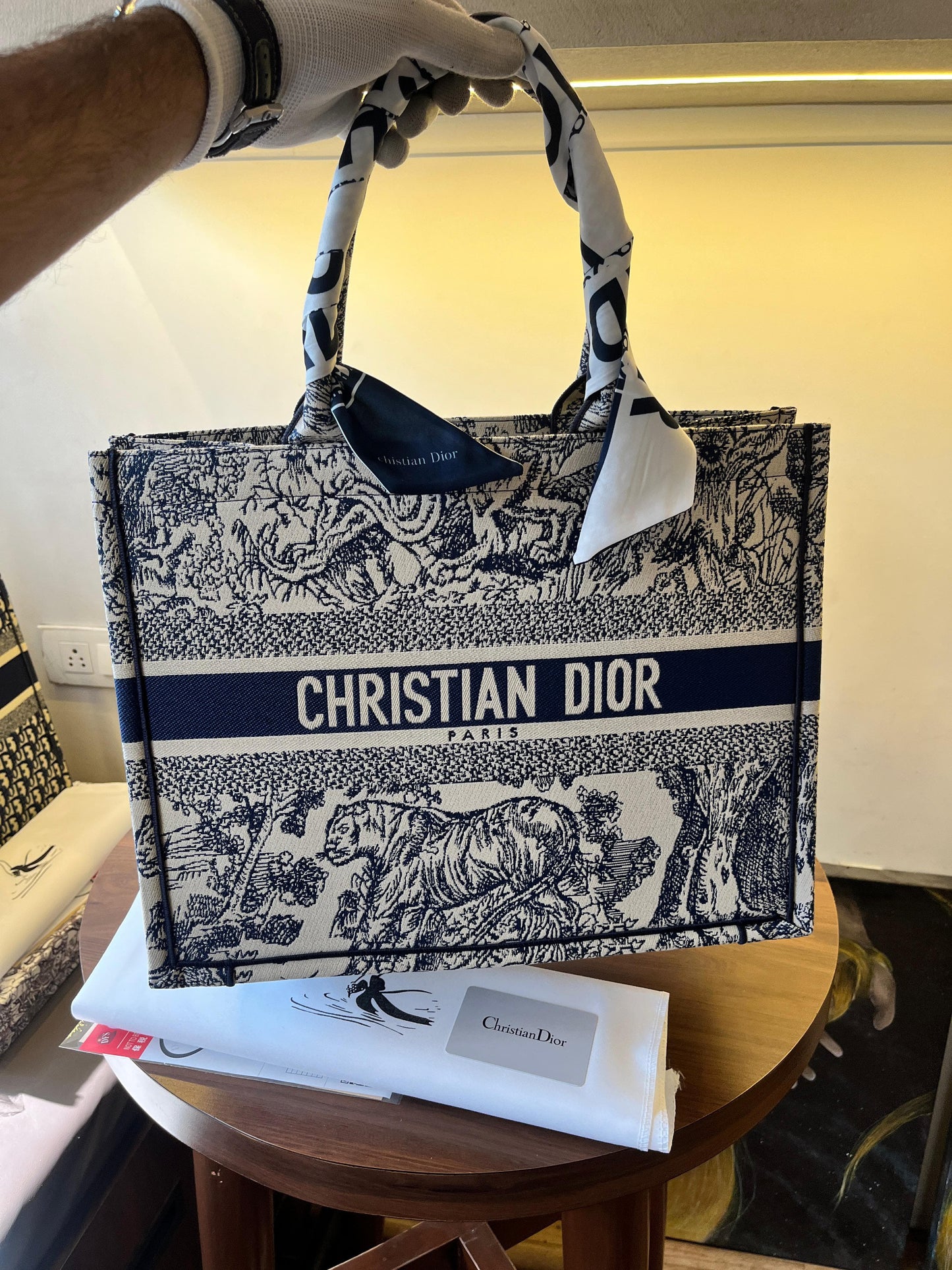 CHRISTAN DIOR EMBROIDERY BOOKTOTE WITH OG BOX