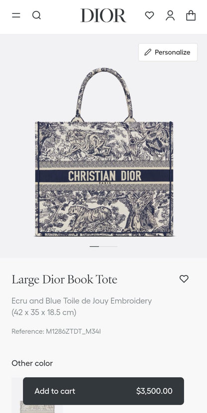 CHRISTAN DIOR EMBROIDERY BOOKTOTE WITH OG BOX