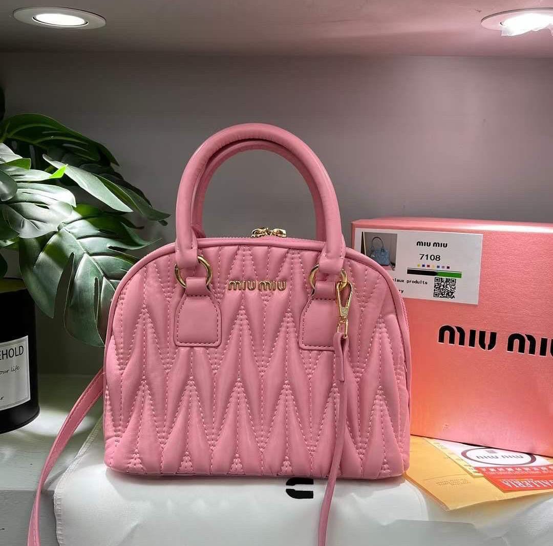 MIU MIU DOME QUILTED STACHEL BAG WITH OG BOX