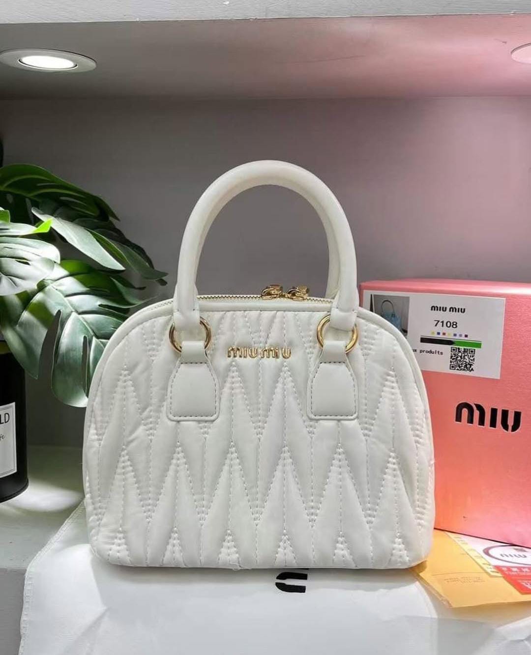 MIU MIU DOME QUILTED STACHEL BAG WITH OG BOX