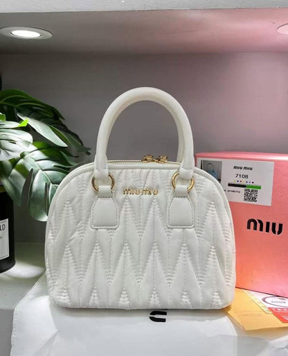 MIU MIU DOME QUILTED STACHEL BAG WITH OG BOX