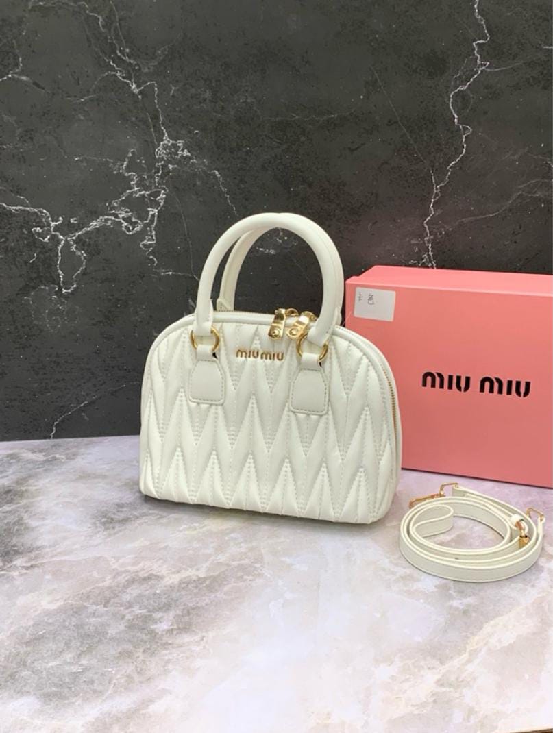 MIU MIU DOME QUILTED STACHEL BAG WITH OG BOX