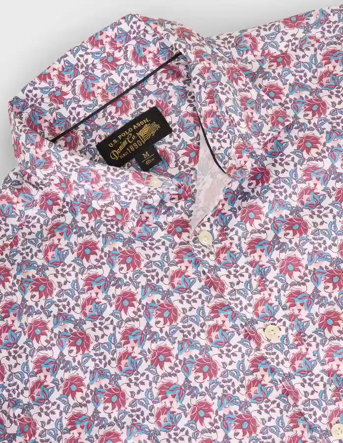 U.S. POLO ASSN.  Men Slim Fit Printed Spread Collar Casual Shirt