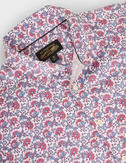 U.S. POLO ASSN.  Men Slim Fit Printed Spread Collar Casual Shirt