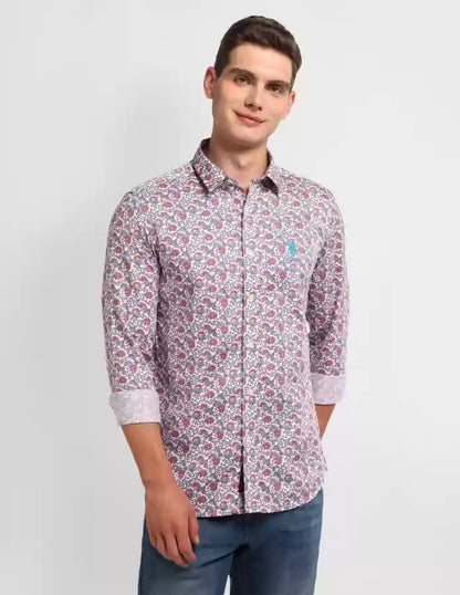 U.S. POLO ASSN.  Men Slim Fit Printed Spread Collar Casual Shirt