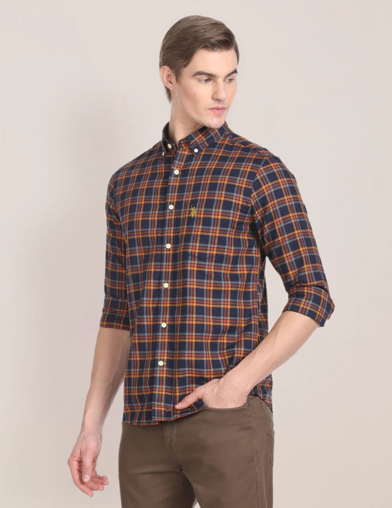 U.S. POLO ASSN. Men Checkered Casual Multicolor Shirt